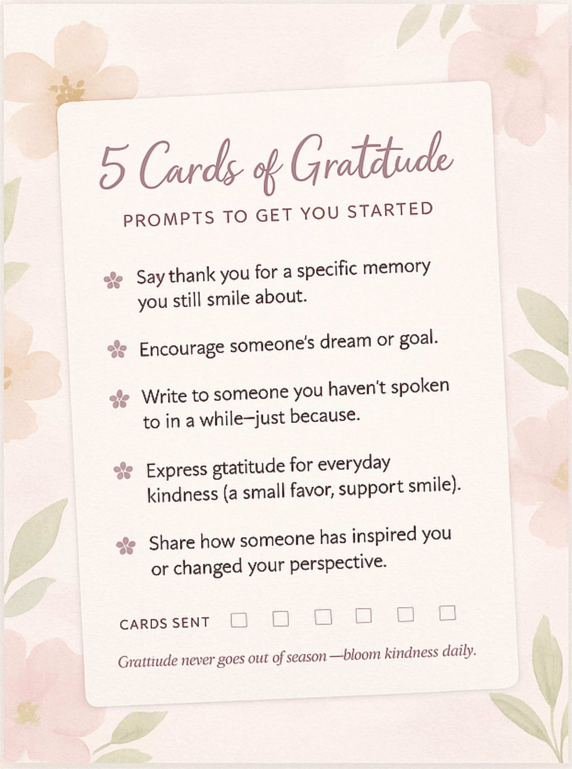 5 cards of gratitude