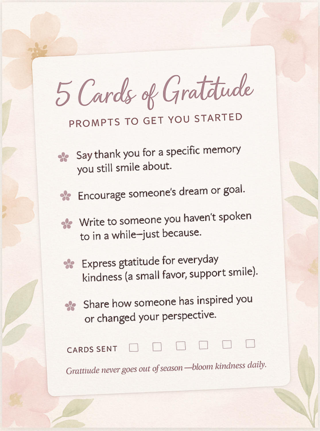 5 cards of gratitude