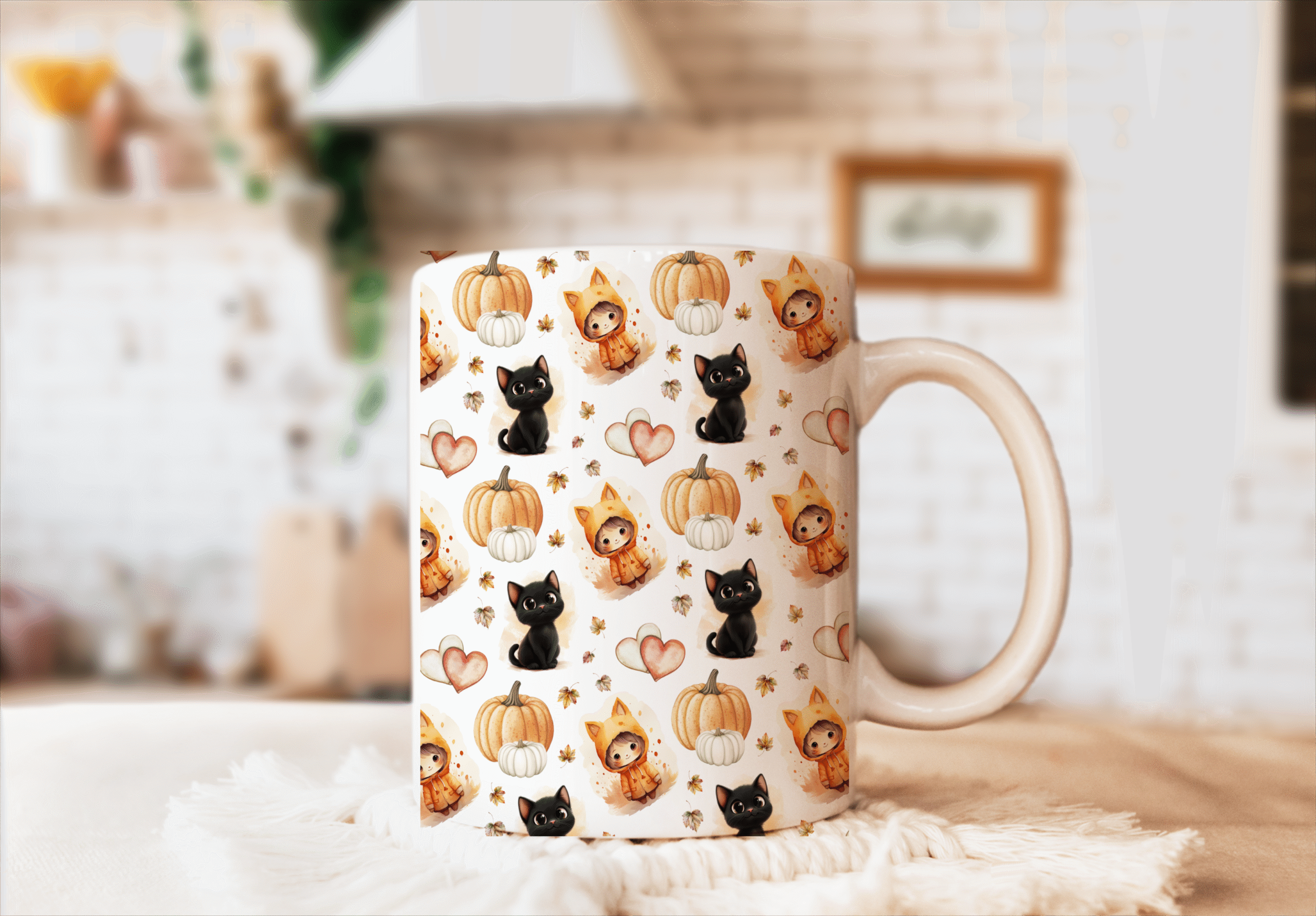 Cats and Pumpkins Mug Mockup Image