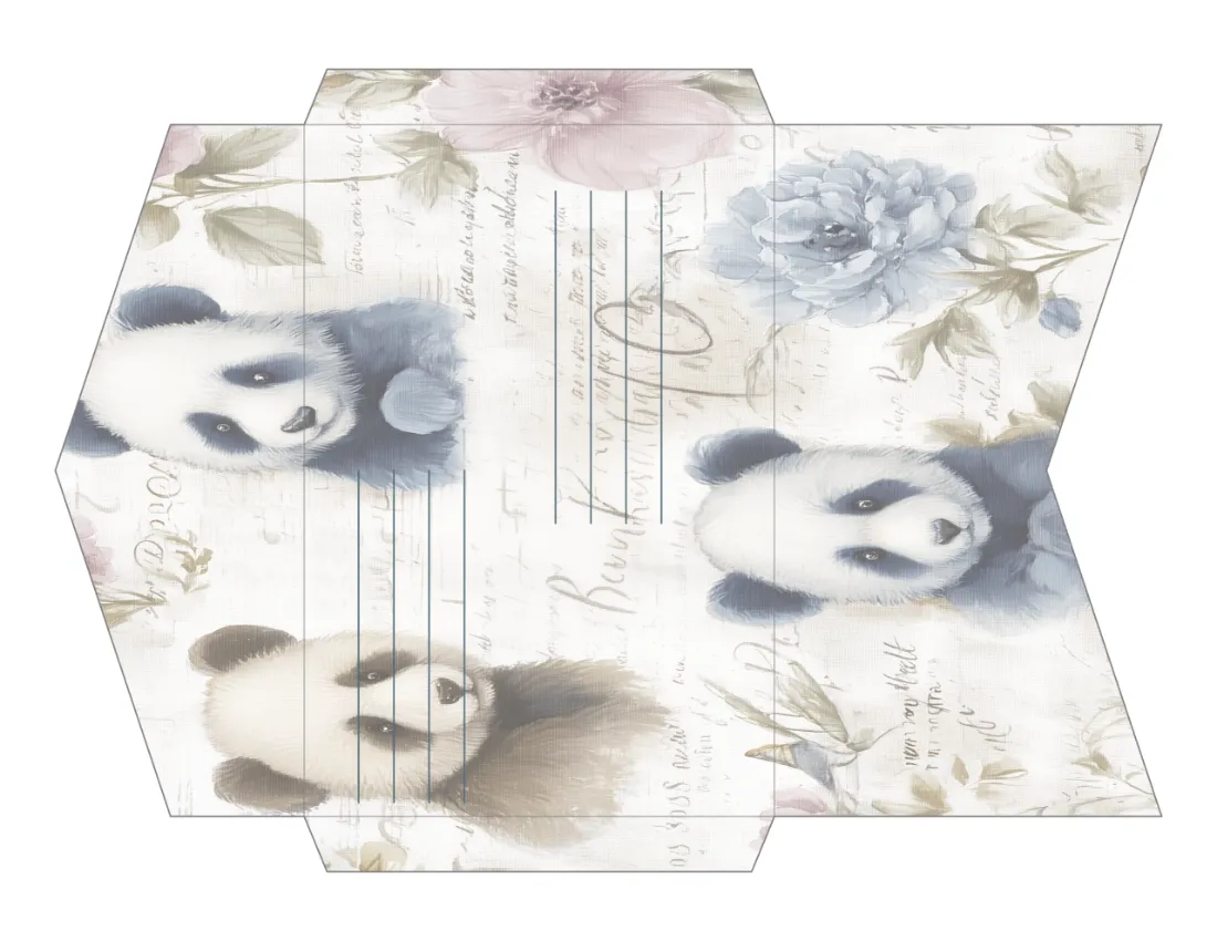 Panda Bear Junk Journal Greeting Card with Matching Envelope - "You Are My Beary Best Friend" - Printable 4x6 Digital Download - Image 2