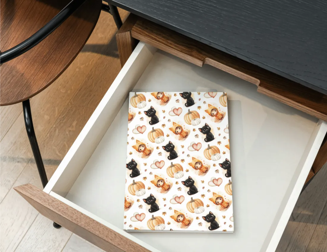 Cats & Pumpkins Seamless Pattern Notebook