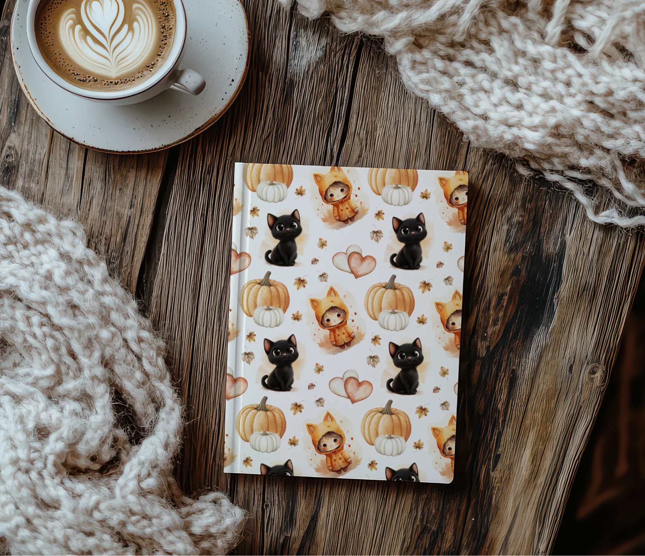 Cats and Pumpkins Seamless Pattern Journal