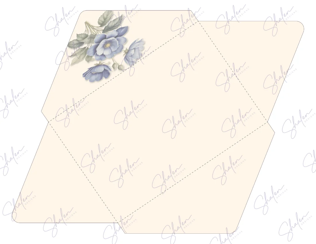 Blue Floral Thinking of You Printable Greeting Card Set – 4x6 Card, Envelope & Note Sheet - Image 4