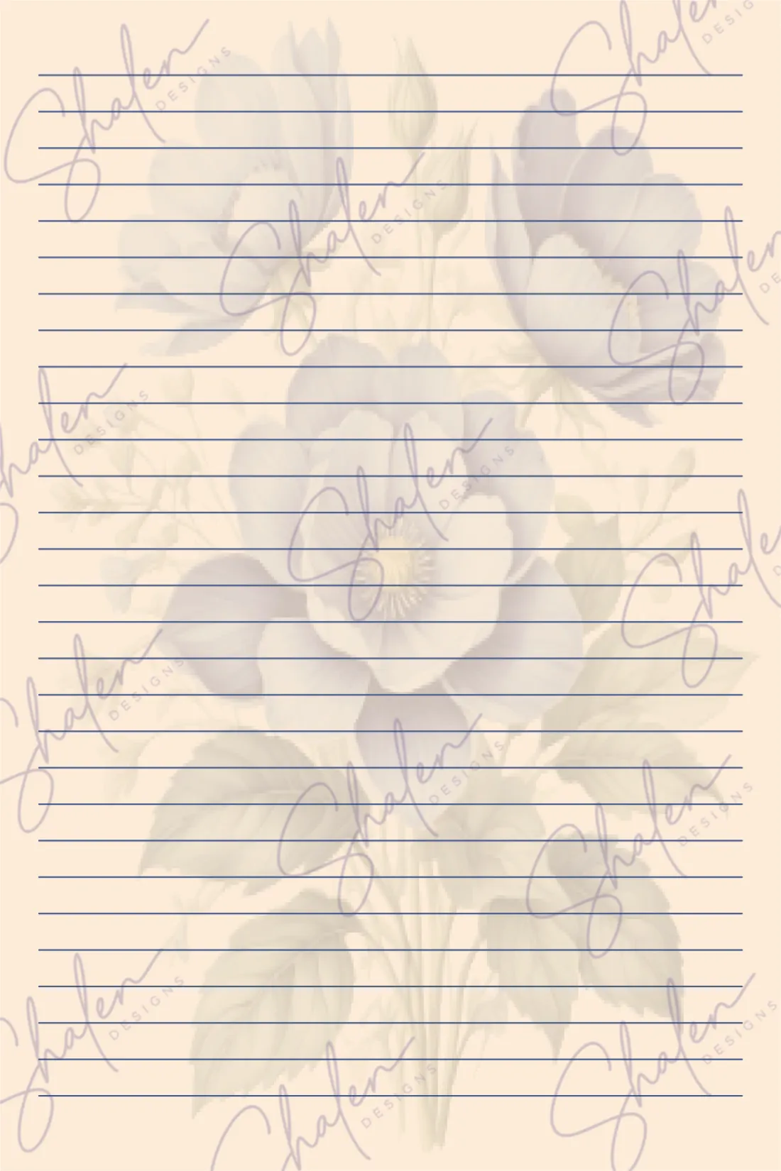 Blue Floral Thinking of You Printable Greeting Card Set – 4x6 Card, Envelope & Note Sheet - Image 5